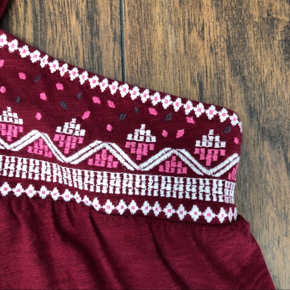 Old Navy Embroidered Tunic Dress S burgundy (6/7) - Picture 2 of 4